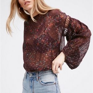 Free People Fabienne Printed Peasant Top